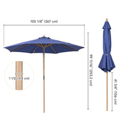 Yescom 9ft Patio Wood Market Umbrella Acrylic Fabric Tilt Image