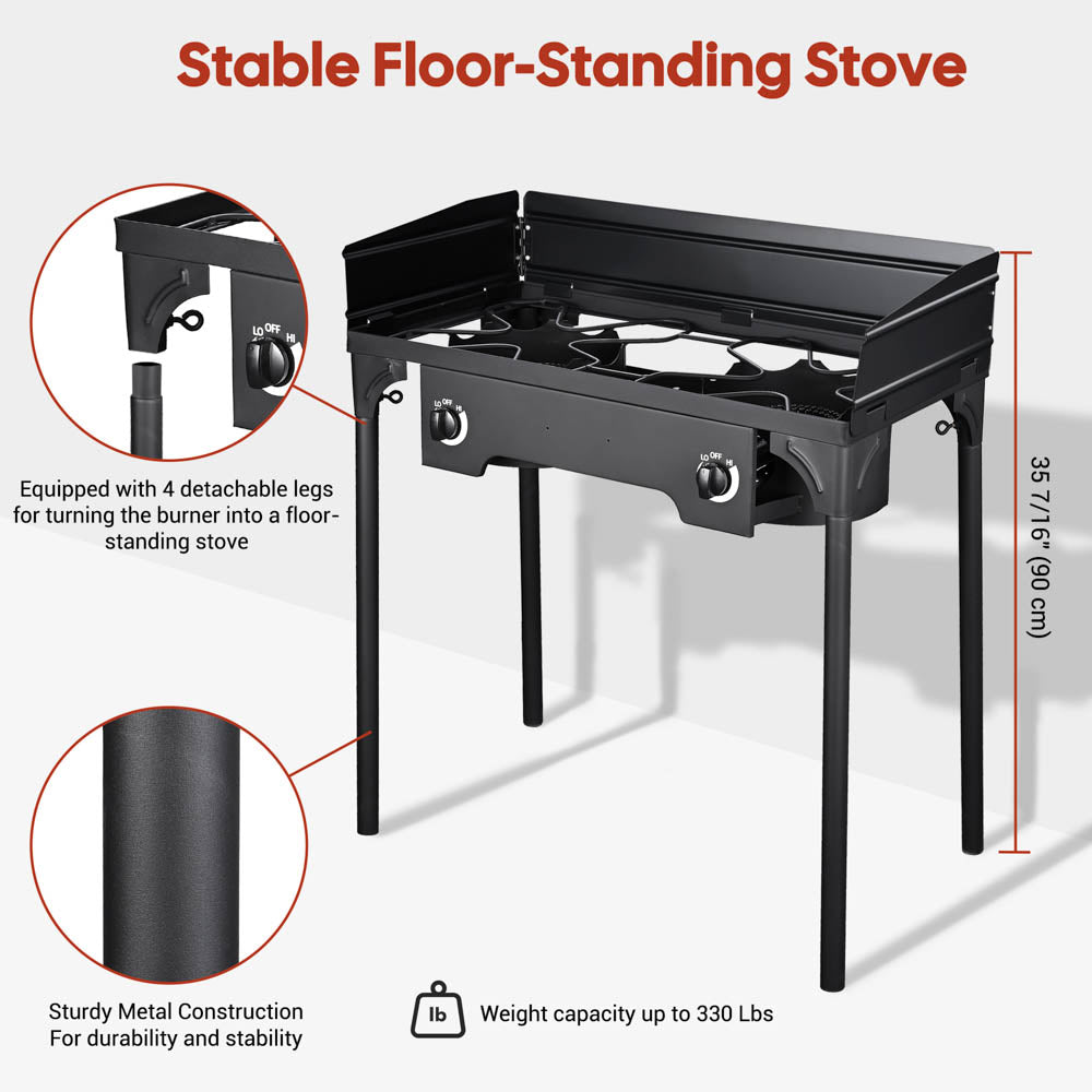 Yescom 32" Outdoor Burner Double Propane Stove with Stand Image