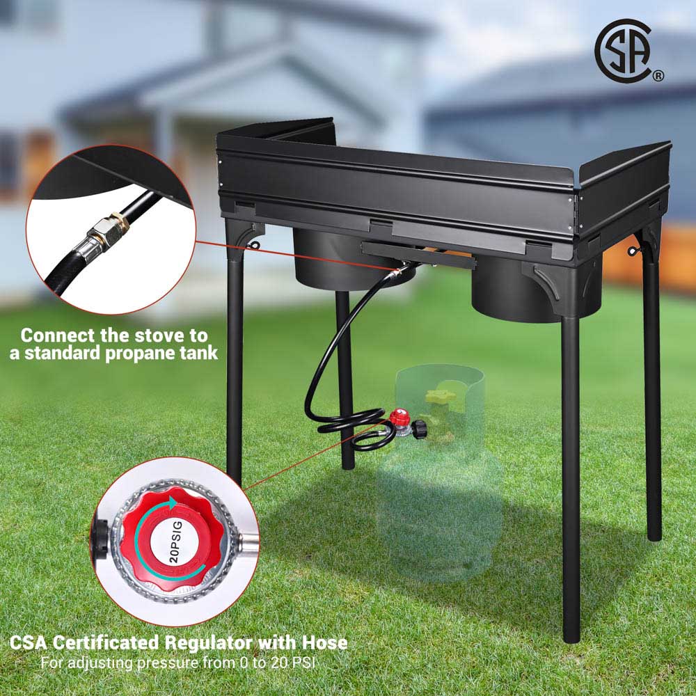 Yescom 32" Outdoor Burner Double Propane Stove with Stand Image