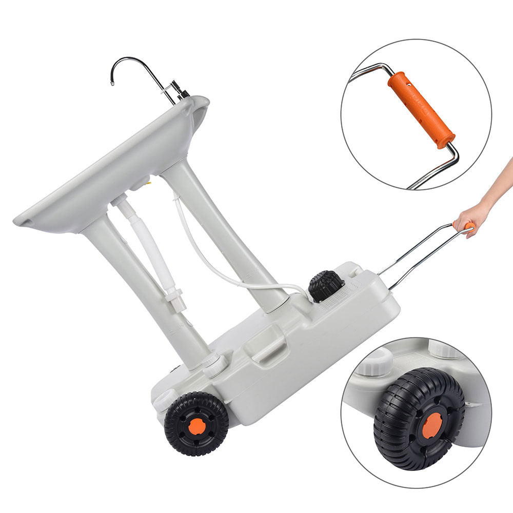 Yescom 8-Gal Foot Pump Hand Washing Station with Wheels Handle Image