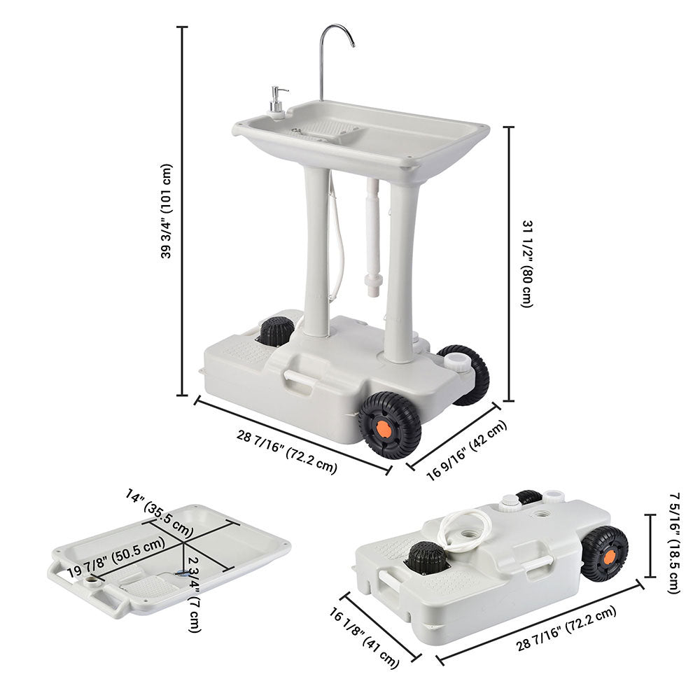 Yescom 8-Gal Foot Pump Hand Washing Station with Wheels Handle Image