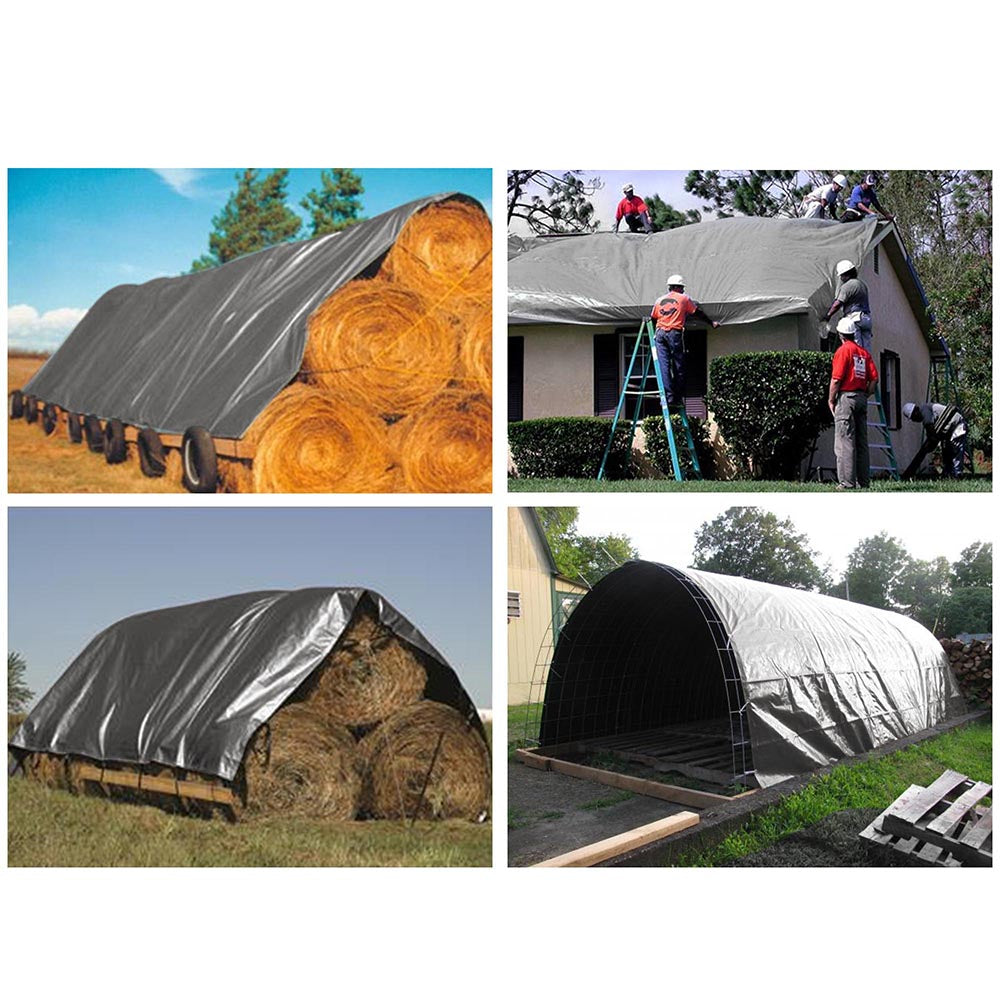 Yescom 12'x16' Heavy-Duty Poly Tarp Reinforced Canopy, Silver Image