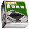 Yescom 12'x24' Heavy-Duty Poly Tarp Reinforced Canopy, Silver