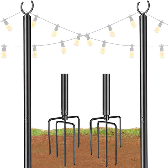 Yescom 10 ft String Light Poles with Hook & Stakes 2ct/pk Image