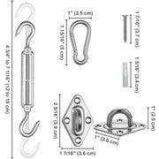 Yescom Square Rectangle Sun Shade Sail Hardware Kit Stainless Steel, 8, 5-7 in Image