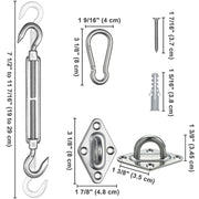 Yescom Square Rectangle Sun Shade Sail Hardware Kit Stainless Steel, 8, 8-11.5 in Image