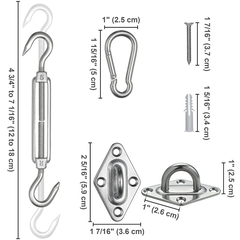 Yescom Triangle Sun Shade Sail Hardware Kit Stainless Steel, 6, 5-7 in Image