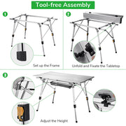 Yescom Picnic Folding Table Roll Up Camping Table 35