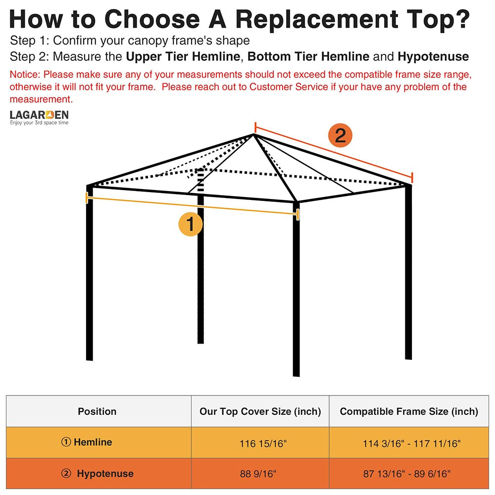 Yescom 10' x 10' Replacement Gazebo Canopy Cover Color Optional Image