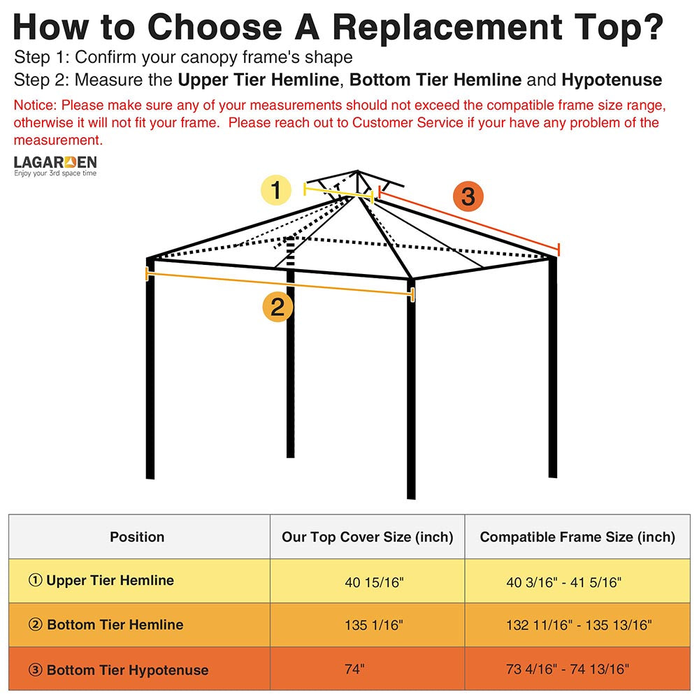 Yescom 12' x 12'(11.4x11.4ft) Brown Gazebo Replacement Canopy Dual-Tier Image