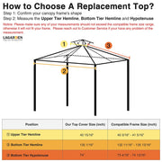 Yescom 12' x 12'(11.4x11.4ft) Brown Gazebo Replacement Canopy Dual-Tier Image