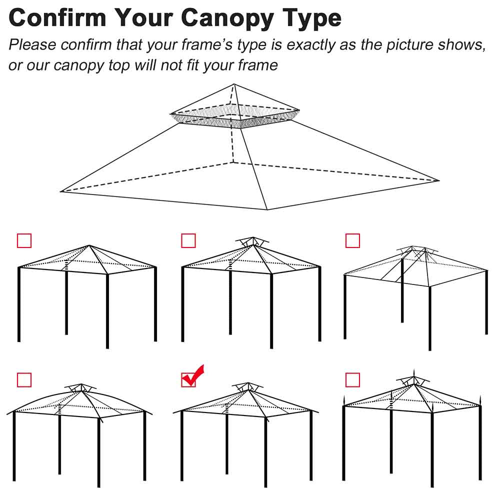 Yescom 10' x 10' Tan Canopy Replacement Top for Gazebo Image