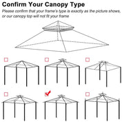 Yescom 10' x 10' Tan Canopy Replacement Top for Gazebo Image