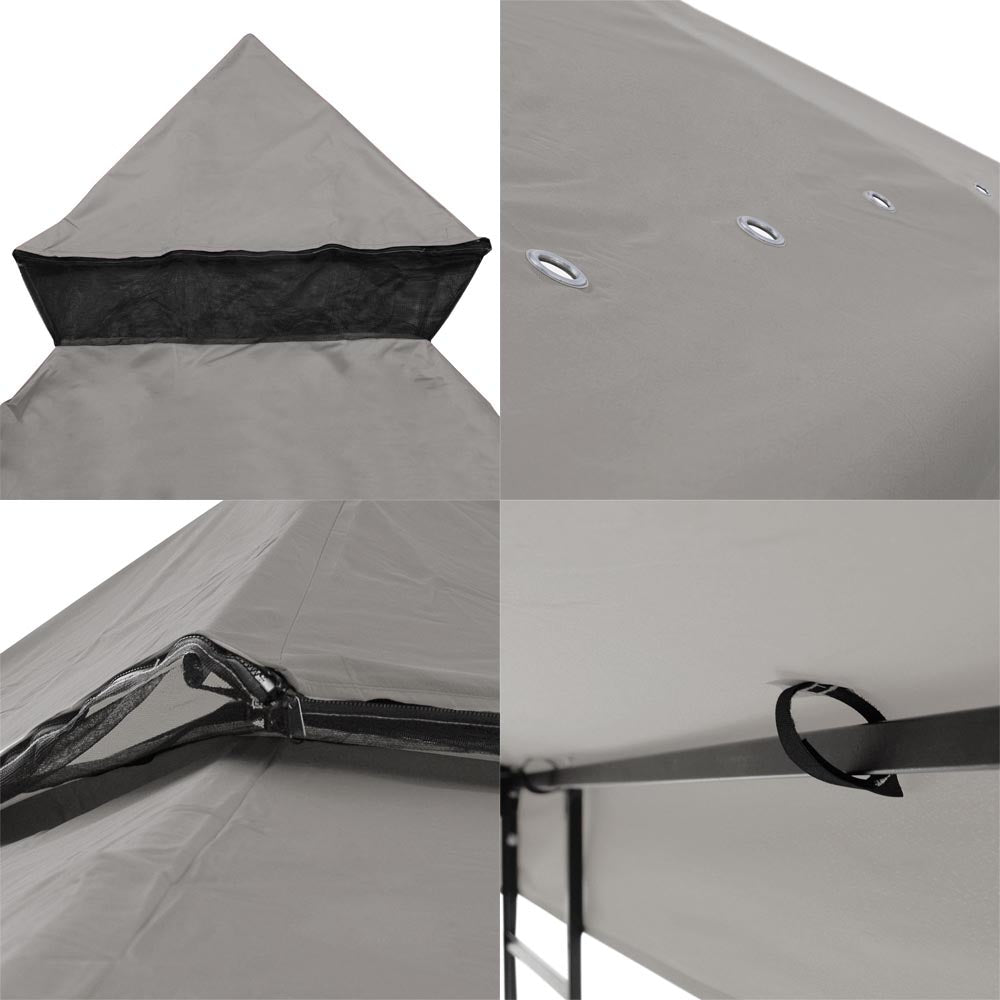 Yescom 8' x 8' Gray Gazebo Canopy Replacement Top 2-Tier Image