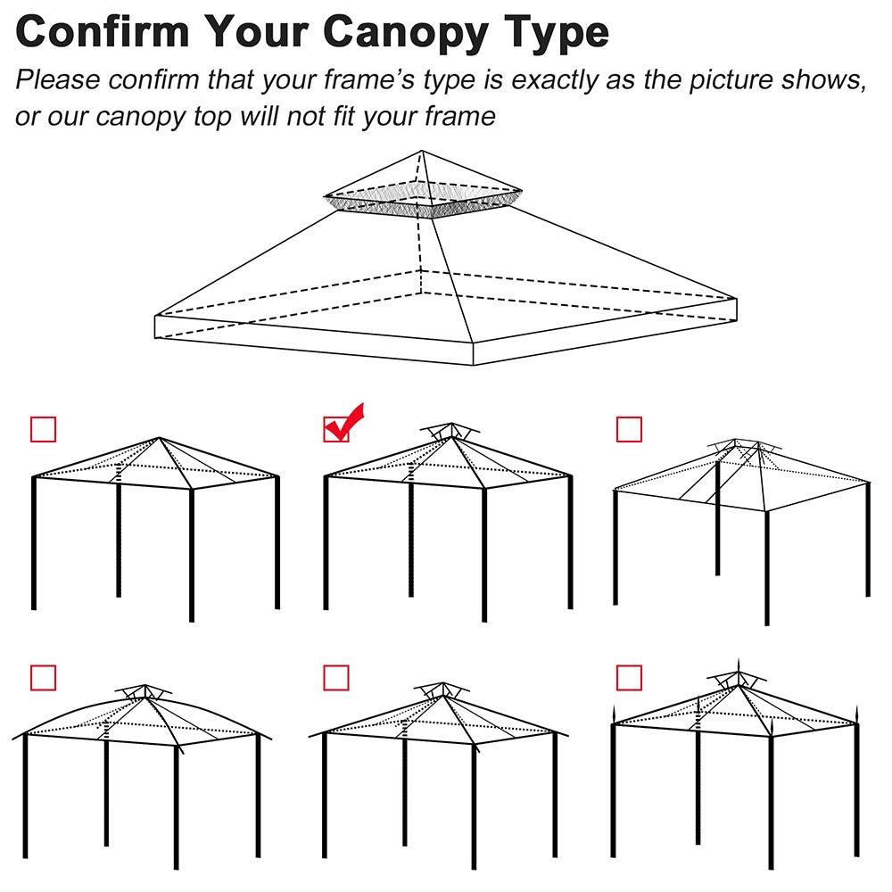 Yescom 8' x 8' Gazebo Canopy Replacement Top 2-Tier Image