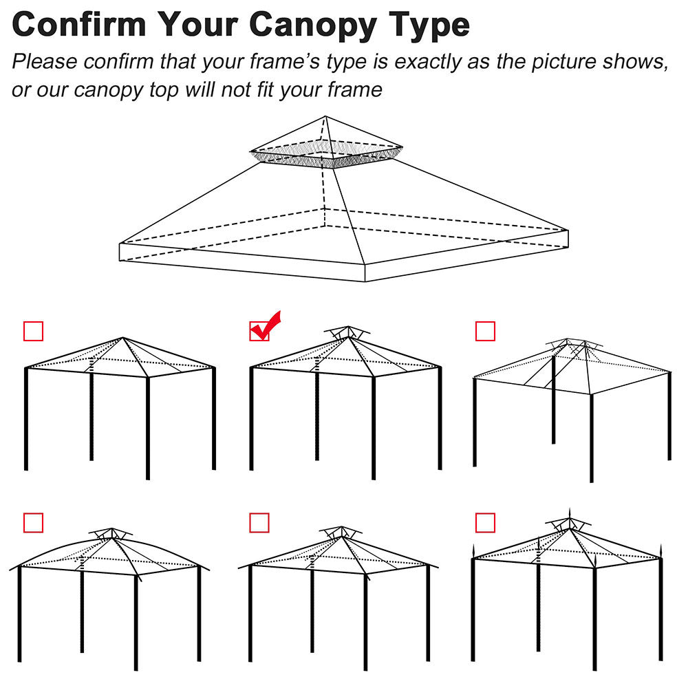 Yescom 10' x 10' Waterproof Gazebo Canopy Replacement Top 2-Tier Image