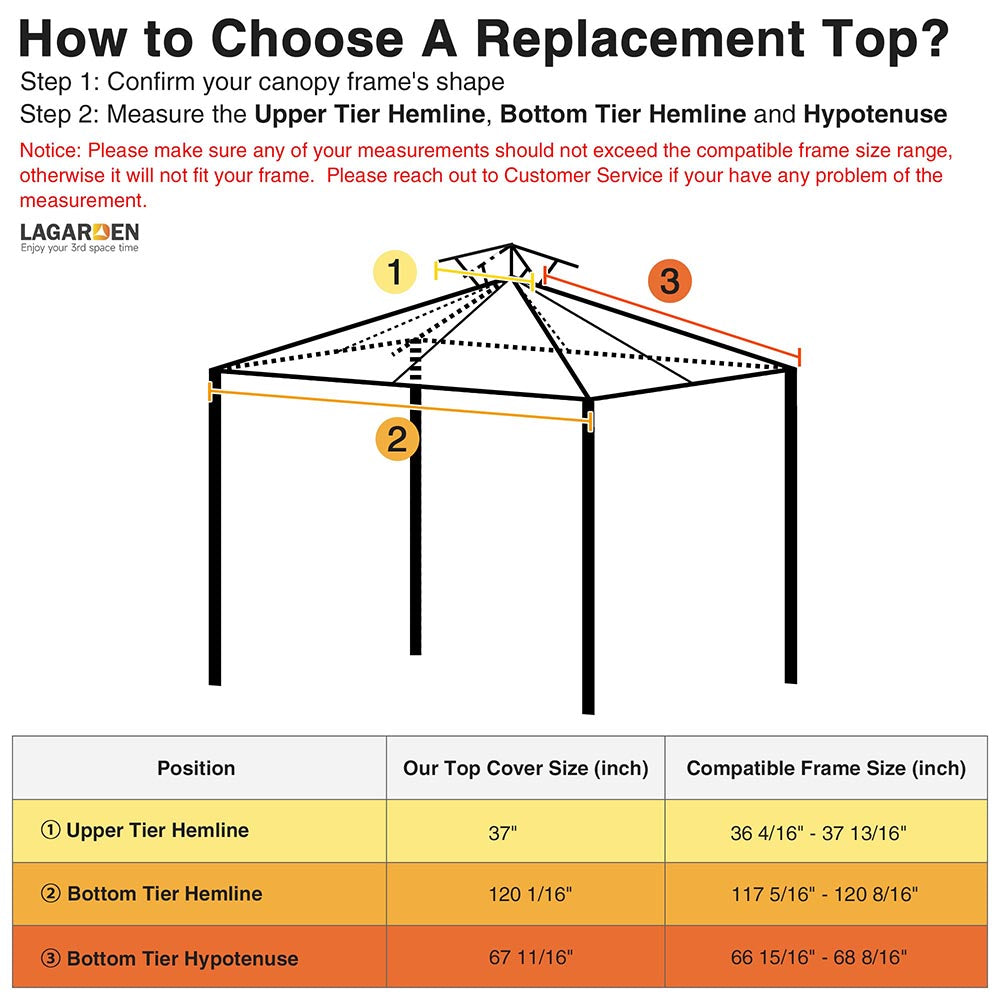 Yescom 10' x 10' Gray Waterproof Gazebo Canopy Replacement Top 2-Tier Image