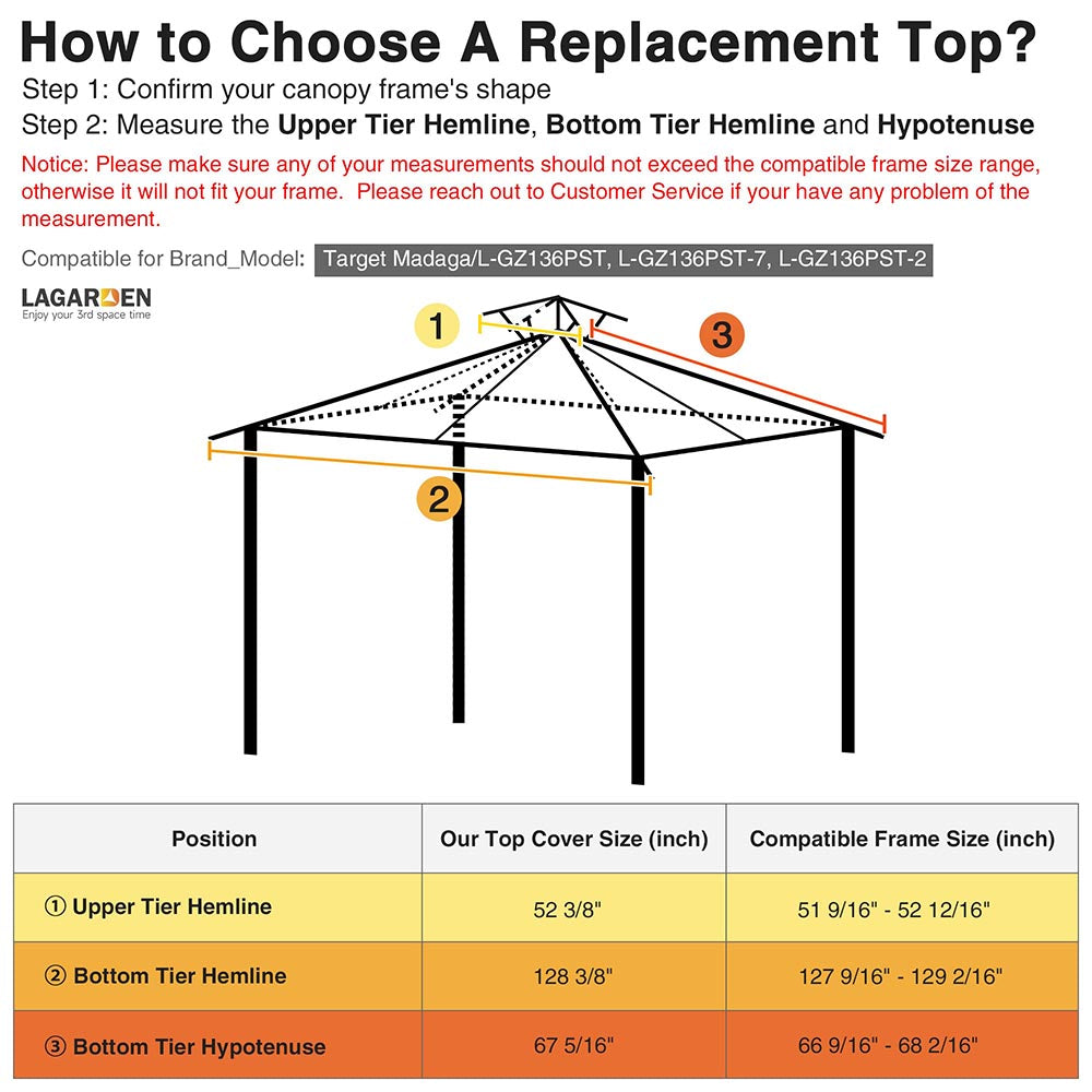 Yescom 10' x 10' Waterproof Gazebo Canopy Replacement Top 2-Tier Image