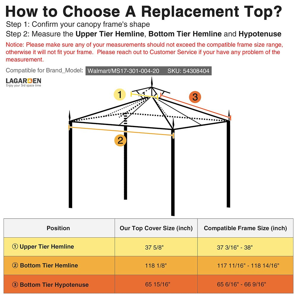 Yescom 10' x 10' Beige Gazebo Canopy Replacement Top 2-Tier Image