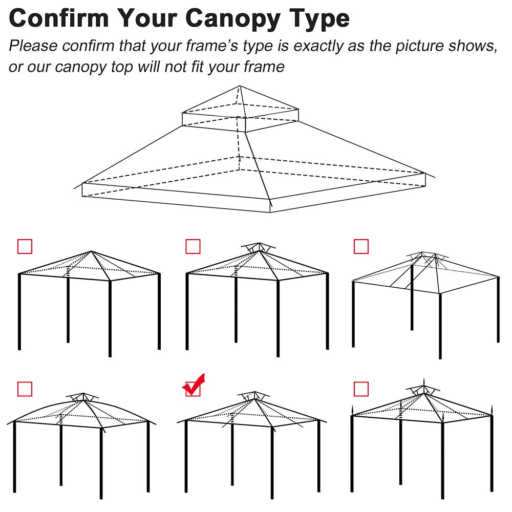 Yescom 2-tier Gazebo Replacement for 12x10 Frame Image