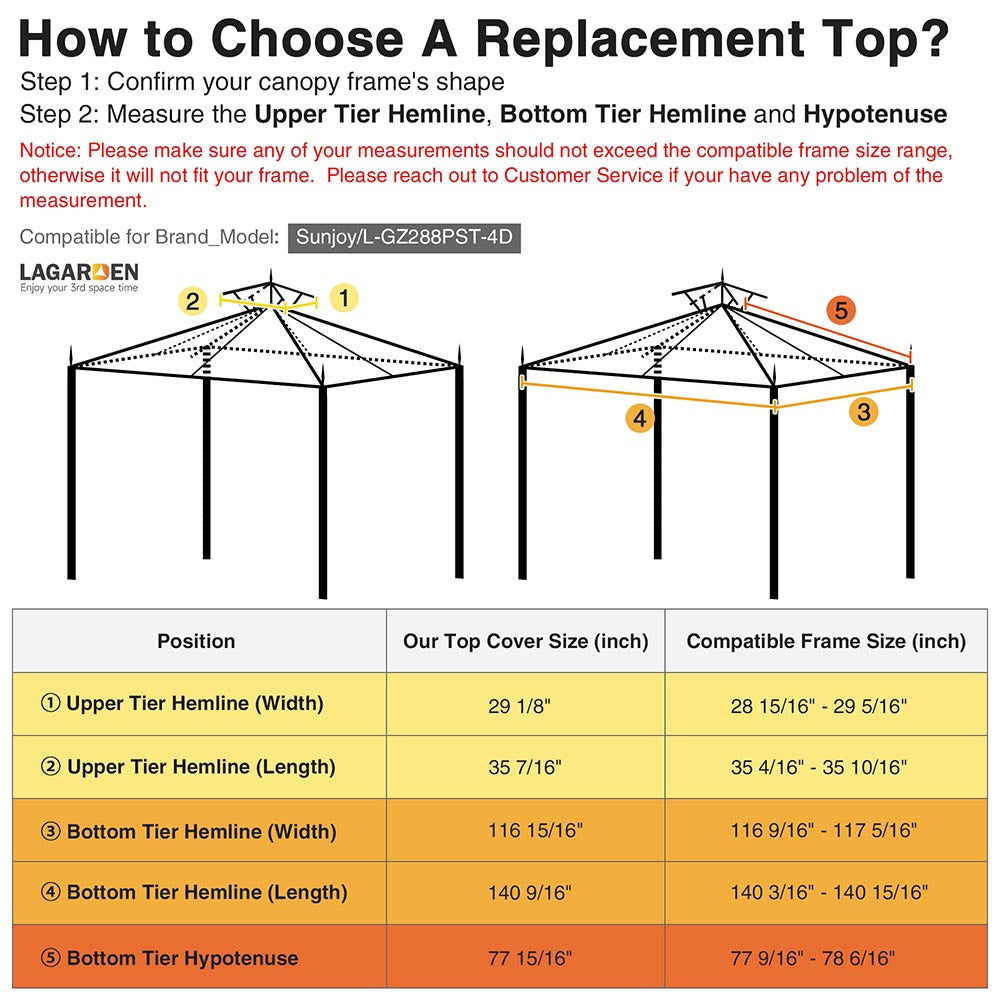 Yescom 12x10 ft Sunjoy L-GZ288PST-4D Gazebo Replacement 2-tier Image