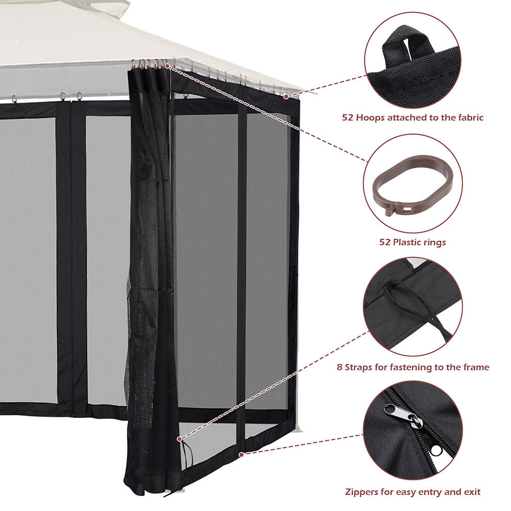 Yescom 41.2'R x 6.4'H Gazebo Mosquito Netting for 12'W x 10'D Gazebos Image