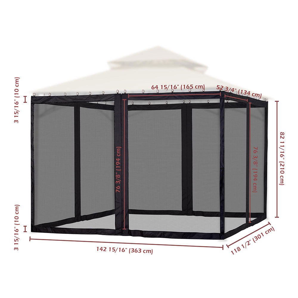 Yescom 41.2'R x 6.4'H Gazebo Mosquito Netting for 12'W x 10'D Gazebos Image