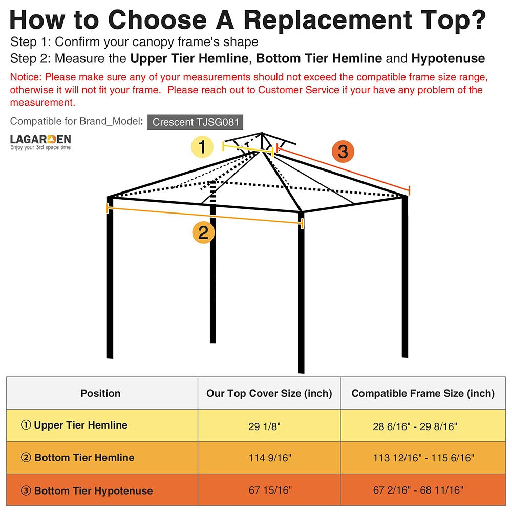 Yescom 10' x 10' Gazebo Canopy Replacement 2-Tier for Crescent Image