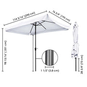 Yescom 10x6.5 ft Patio Rectangular Market Umbrella Tilt Multiple Colors Image