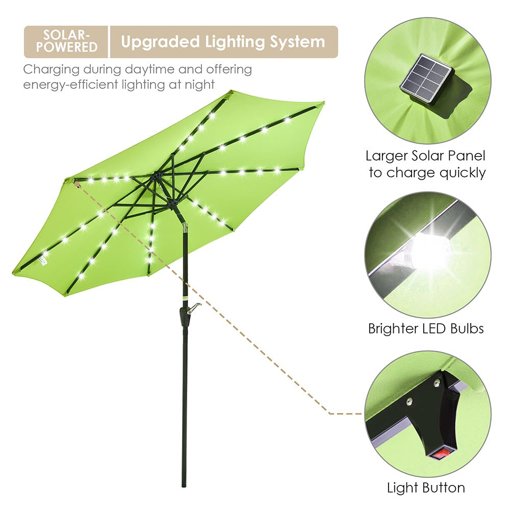 Yescom 9ft Solar LED Outdoor Market Tilt Patio Umbrella Image