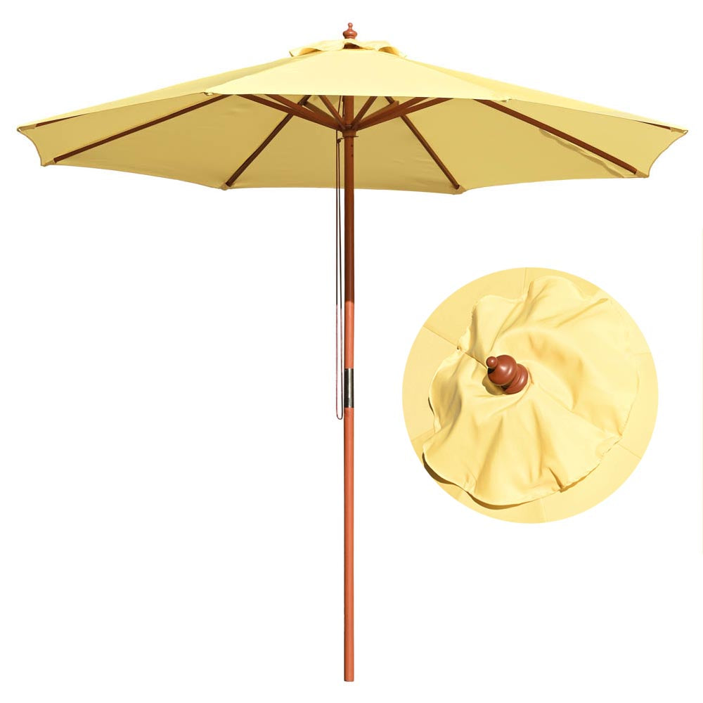 Yescom 9ft Patio Wood Market Umbrella Multiple Colors, Beige Image