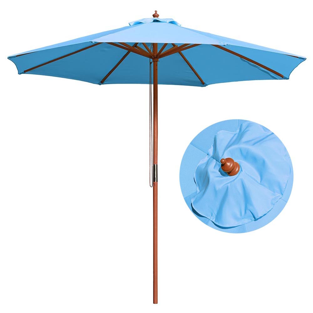 Yescom 9ft Patio Wood Market Umbrella Multiple Colors, Blue Image