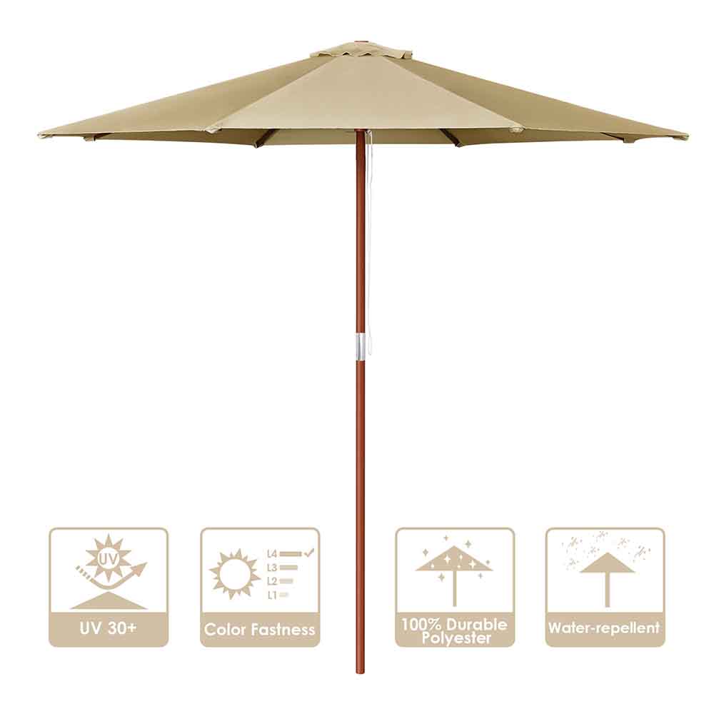 Yescom 9ft Patio Wood Market Umbrella Multiple Colors Image