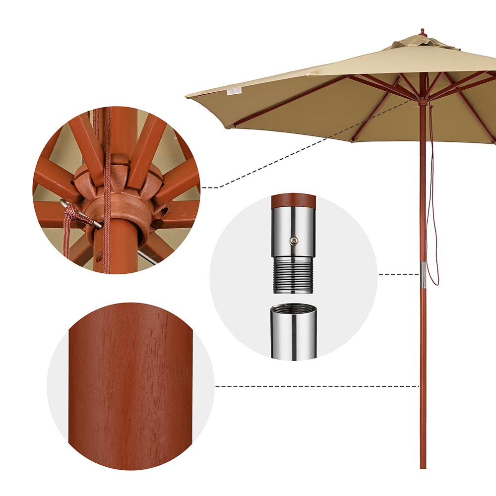 Yescom 9ft Patio Wood Market Umbrella Multiple Colors Image