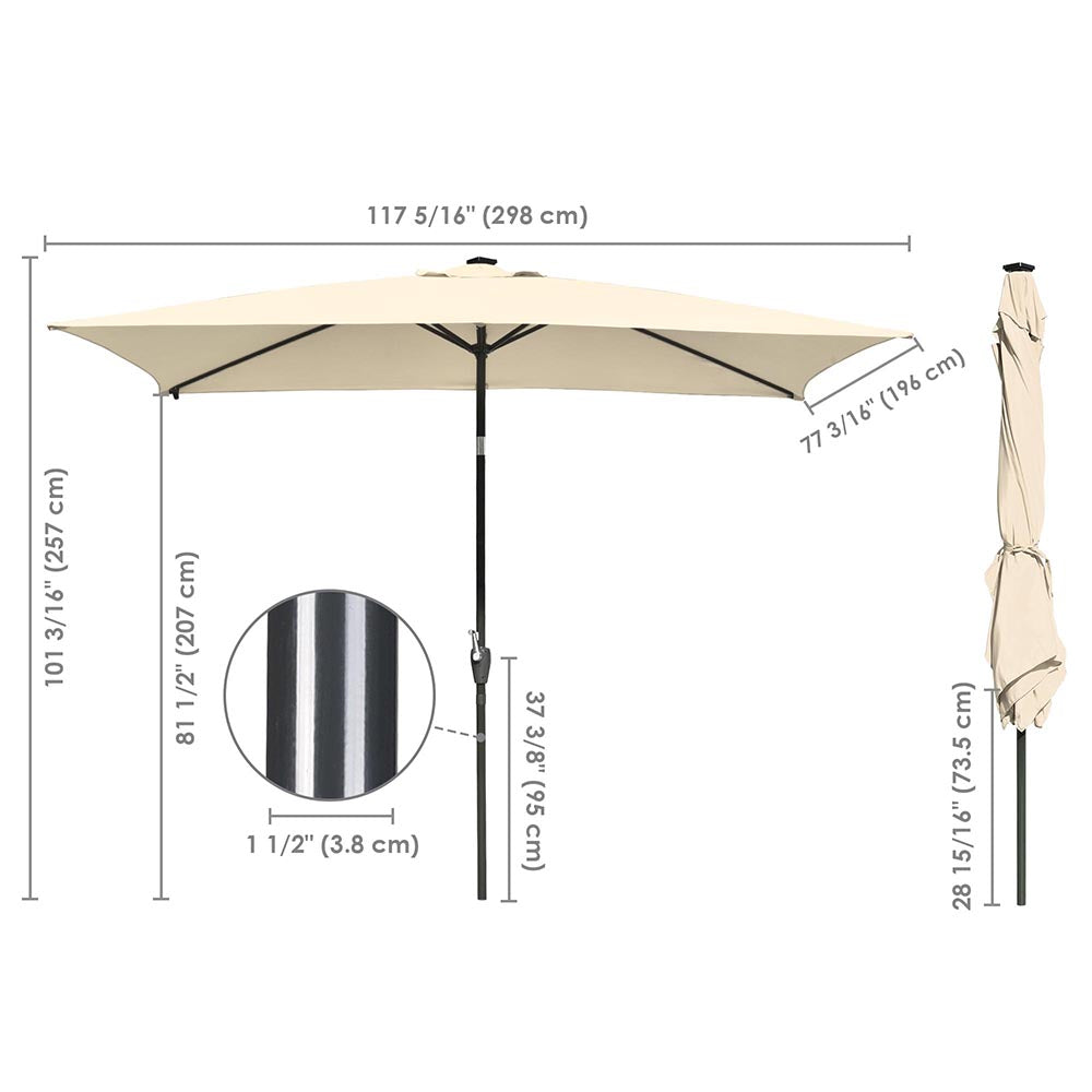 Yescom 10'X6.5' Solar Rectangle Outdoor Tilt Patio Umbrella Multiple Colors Image