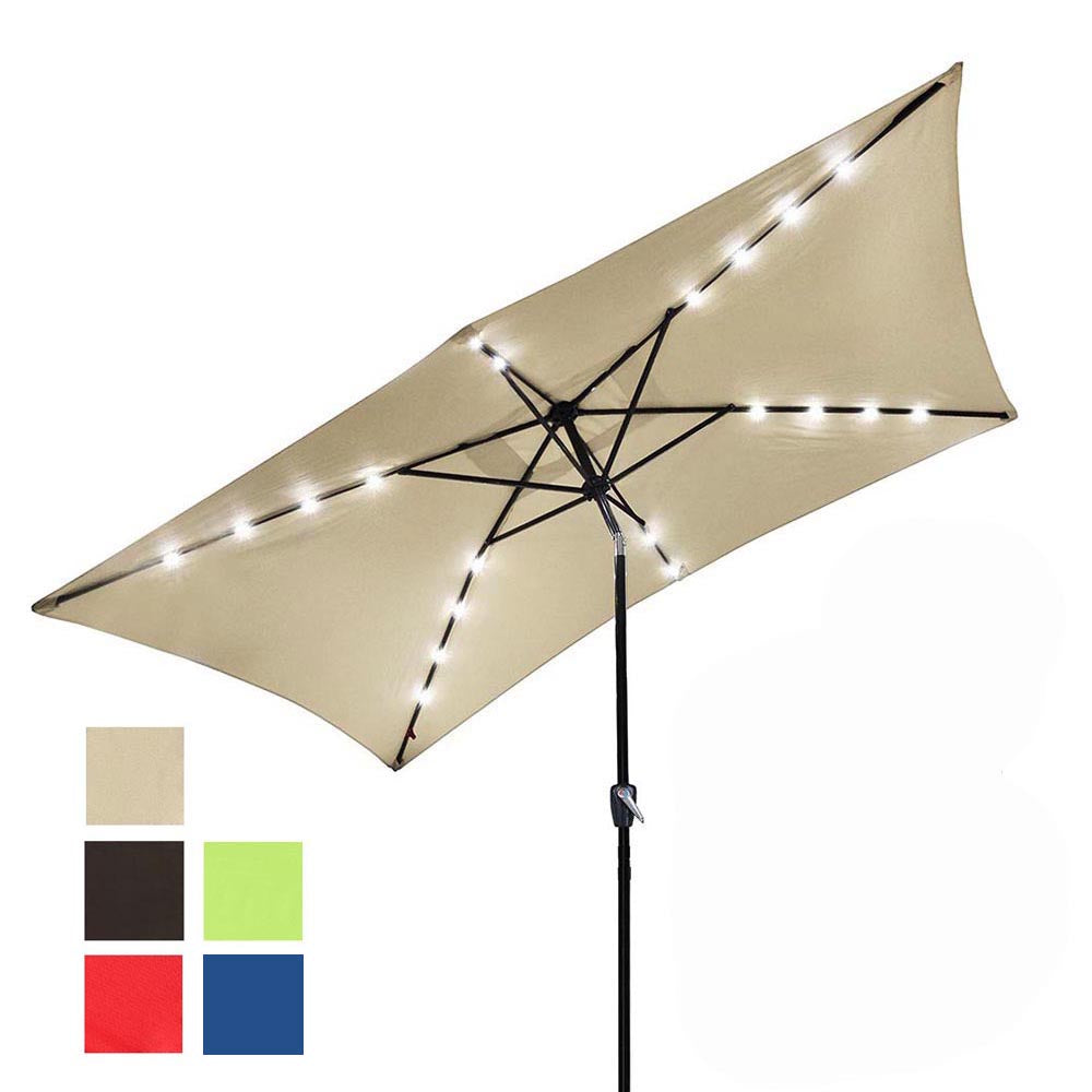 Yescom 10'X6.5' Solar Rectangle Outdoor Tilt Patio Umbrella Multiple Colors Image