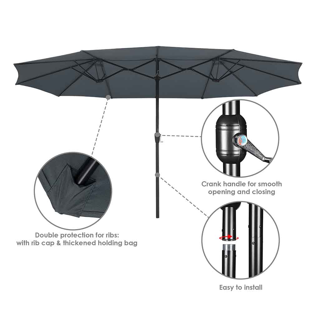 Yescom 15x9 ft Patio Rectangular Market Umbrella w/ Wind Vent Image