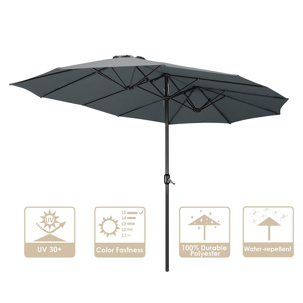 Yescom 15x9 ft Patio Rectangular Market Umbrella w/ Wind Vent Image