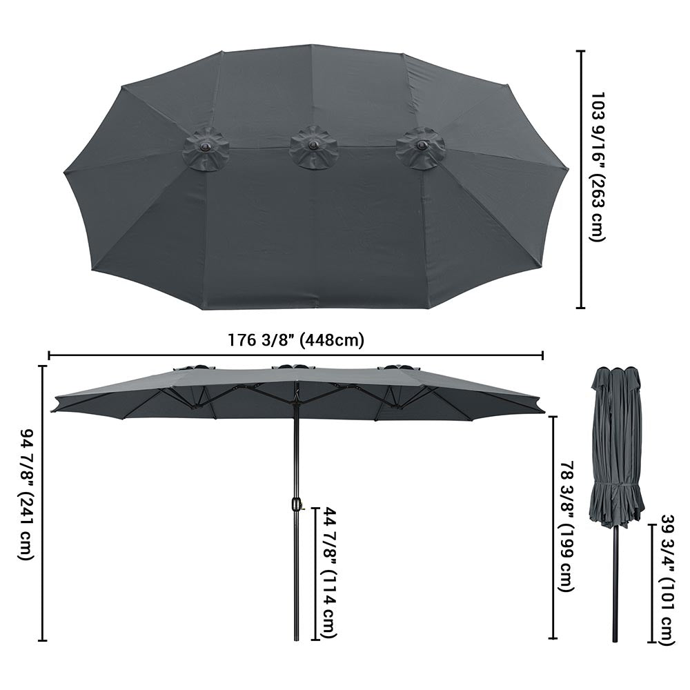 Yescom 15x9 ft Patio Rectangular Market Umbrella w/ Wind Vent Image