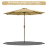 Yescom 9ft 8-Rib Patio Tilt Market Umbrella w/ 200gsm Canopy Tan