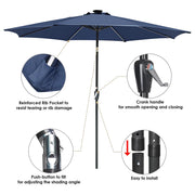 Yescom Solar Umbrella w/ Lights Tilt Market Umbrella 10ft 8-Rib Image