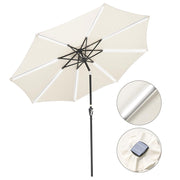 Yescom Solar Umbrella w/ Lights Tilt Market Umbrella 10ft 8-Rib, Creamy White Image