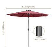 Yescom Solar Patio Umbrella w/ Lights Tilt Parasol Umbrella 9 ft 8-Rib Image