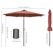 Yescom Tilt Outdoor Umbrella with Lights Solar Pool Umbrella 10 ft 8-Rib Image