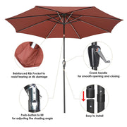 Yescom Tilt Outdoor Umbrella with Lights Solar Pool Umbrella 10 ft 8-Rib Image