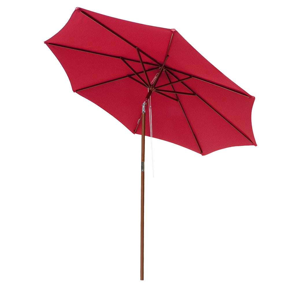 Yescom 9ft Patio Wood Market Umbrella Multiple Colors, Red Tilt Image