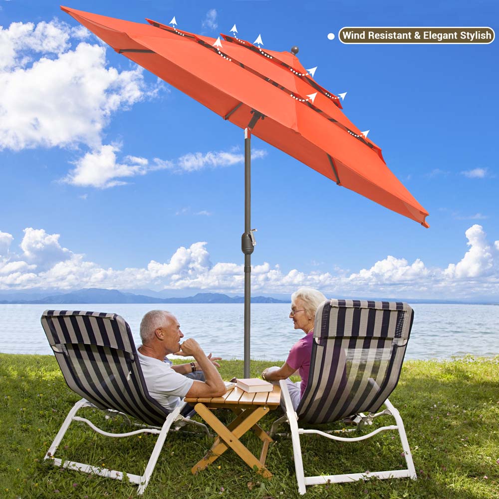 Yescom 10ft 8-Rib Patio Outdoor Market Umbrella 3-Tiered Tilt Image