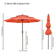 Yescom 10ft 8-Rib Patio Outdoor Market Umbrella 3-Tiered Tilt Image