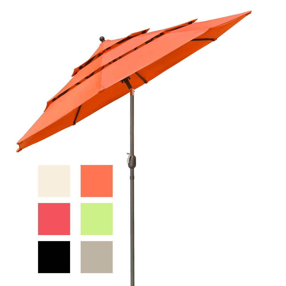 Yescom 10ft 8-Rib Patio Outdoor Market Umbrella 3-Tiered Tilt Image