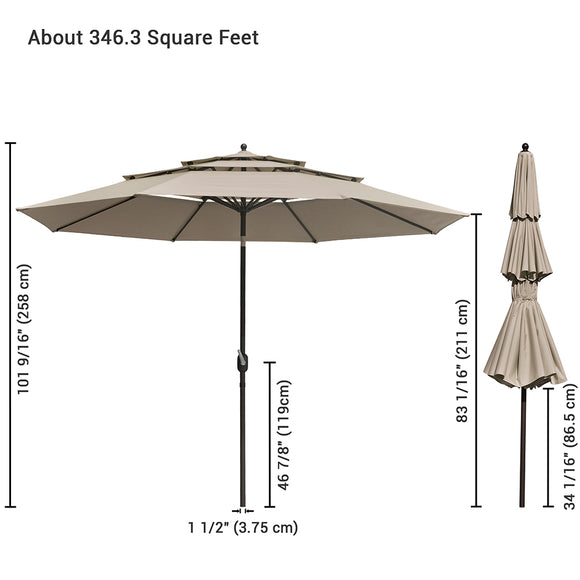 Yescom 11ft 8-Rib Patio Outdoor Market Umbrella 3-Tiered Tilt Image